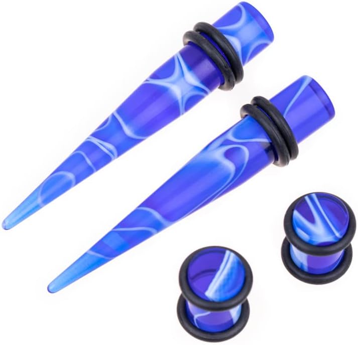 Linkning Store 50 PCS Ear Stretching Kit 14Gauges-00Gauges Earring Marble Acrylic Taper Piercing Jewlery Sets - Image 3